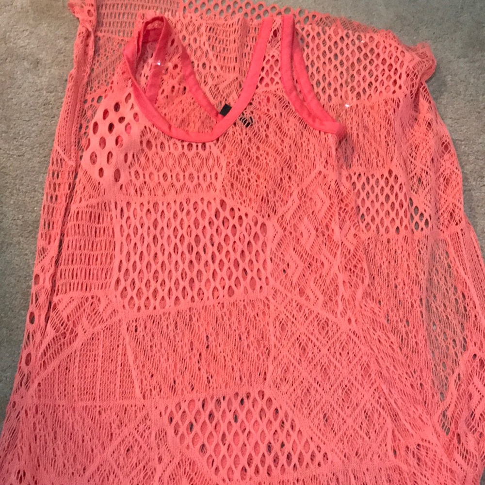 Long lace Coral cover up